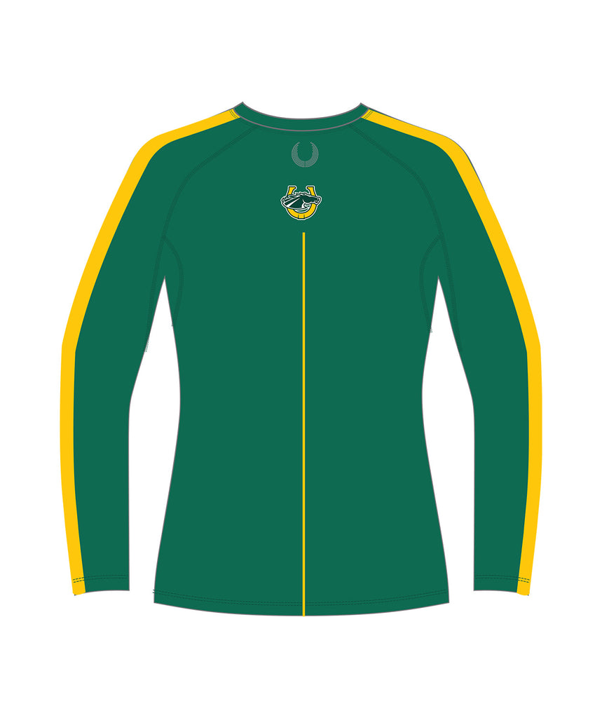 Women's Skidmore College Rowing Base Layer LS - Green/Yellow