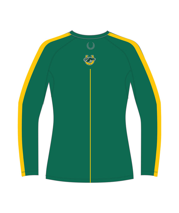 Women's Skidmore College Rowing Base Layer LS - Green/Yellow