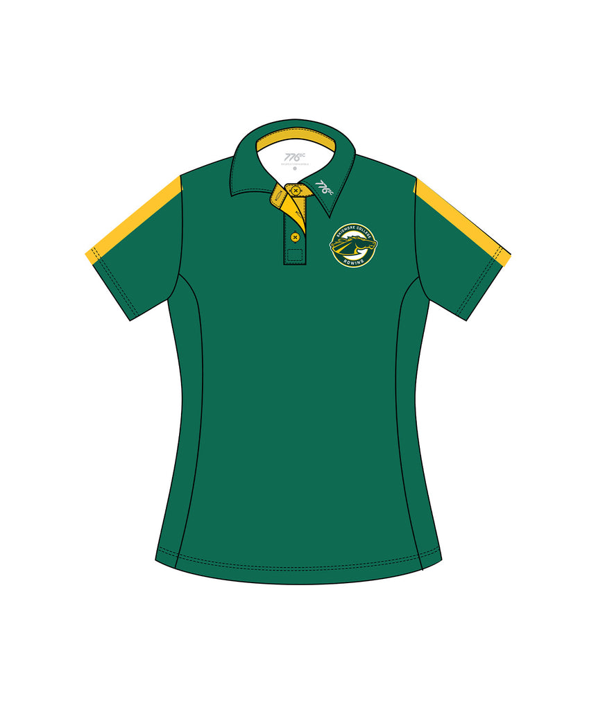 Women's Skidmore College Rowing Polo SS - Green/Yellow