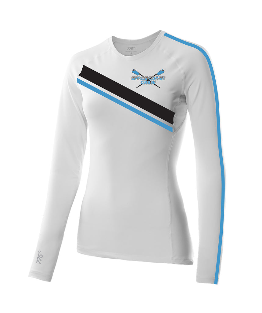 Women's Space Coast Crew Base Layer LS - White/Blue