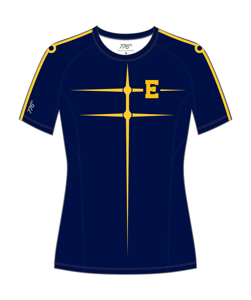 Women's East Grand Rapids Base Layer SS - Navy/Yellow