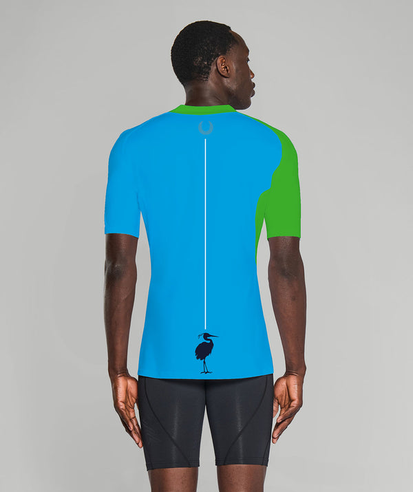 Men's Bair Island Aquatic Center Base Layer SS - Blue/Green