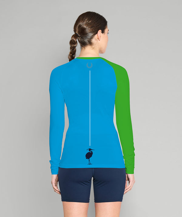 Women's Bair Island Aquatic Center Base Layer LS - Blue/Green