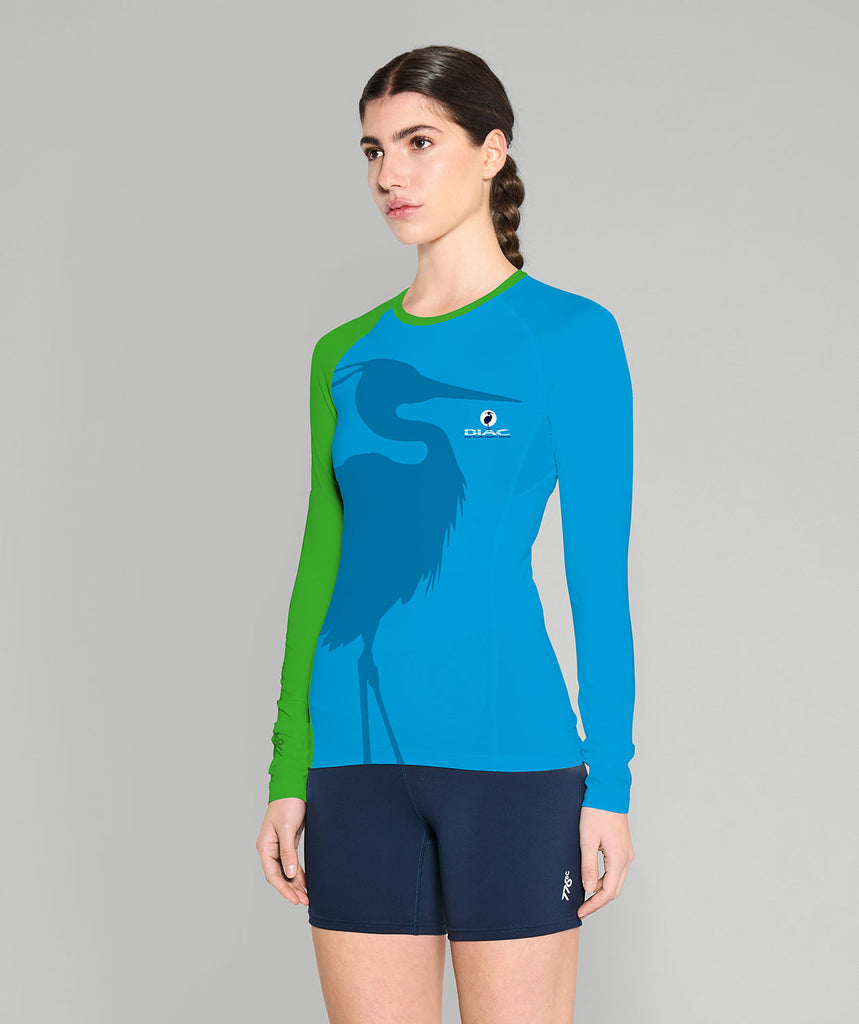 Women's Bair Island Aquatic Center Base Layer LS - Blue/Green