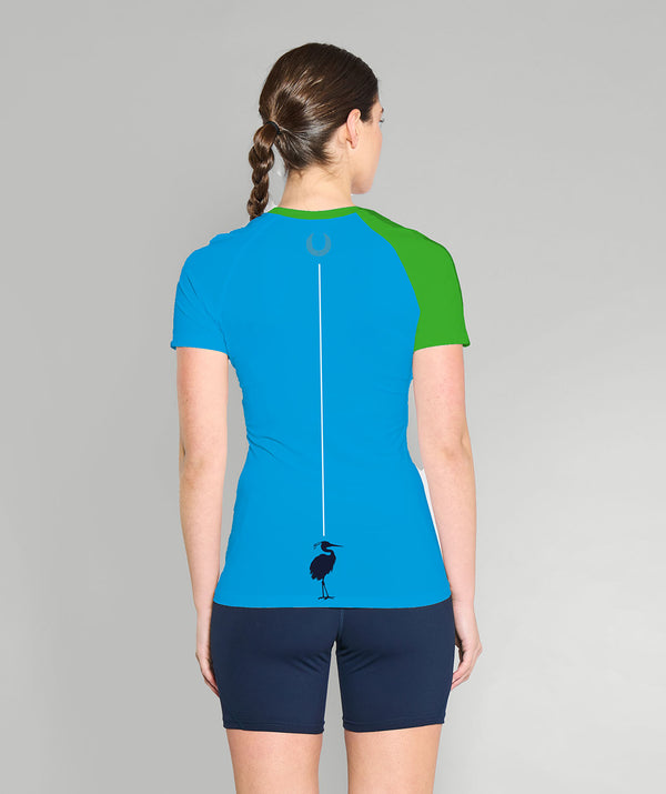 Women's Bair Island Aquatic Center Base Layer SS - Blue/Green