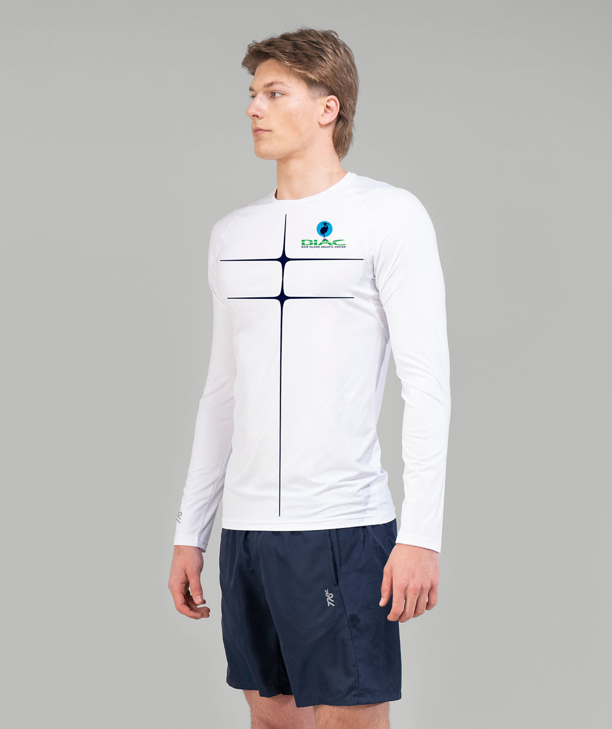 Men's Bair Island Aquatic Center Motion Base Layer LS - White/Navy