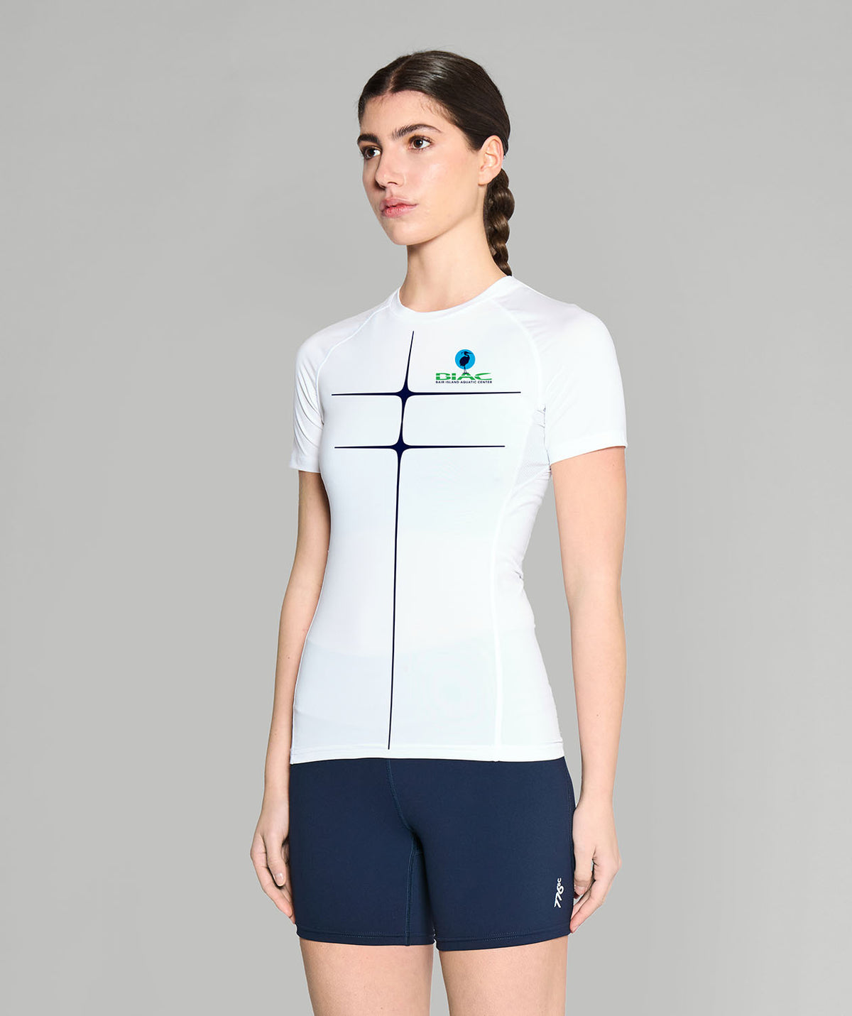 Women's Bair Island Aquatic Center Motion Base Layer SS - White/Navy