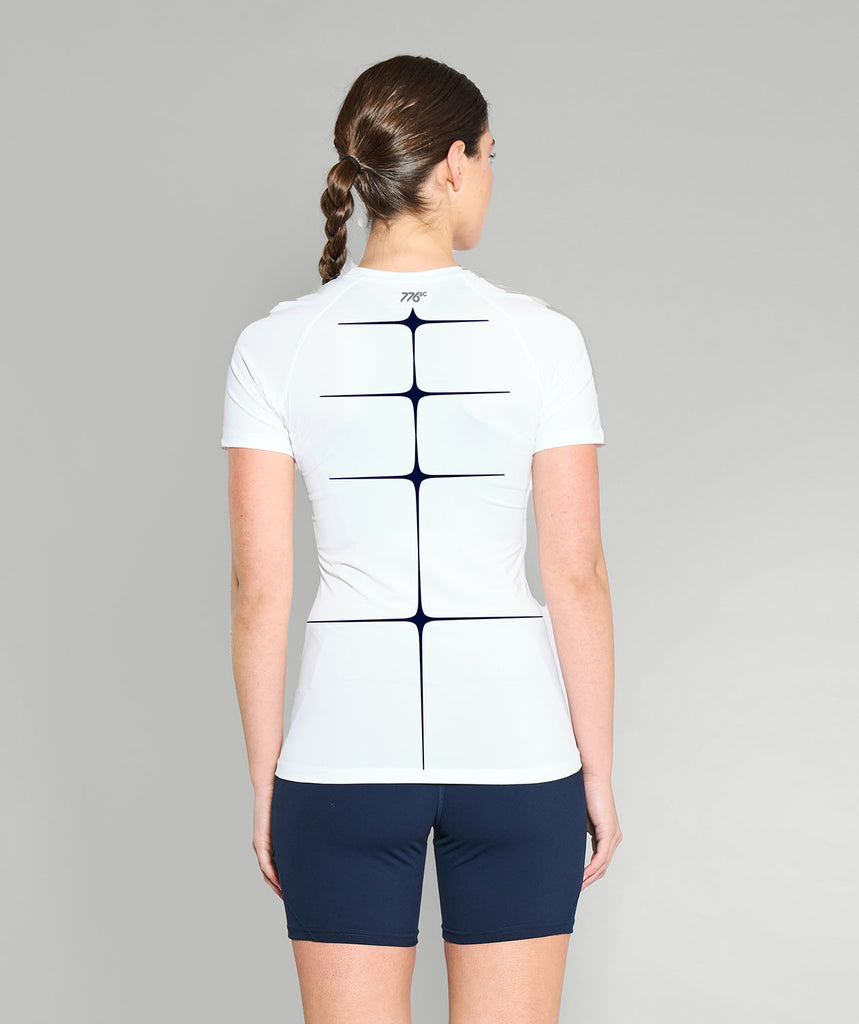 Women's Bair Island Aquatic Center Motion Base Layer SS - White/Navy