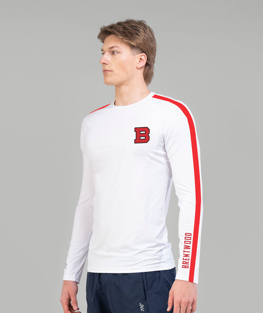 Men's Brentwood College School Base Layer LS - White/Red