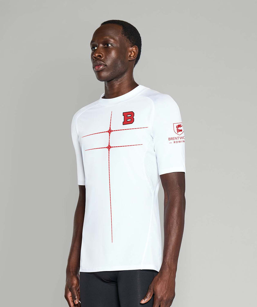 Men's Brentwood College School Base Layer SS - White/Red