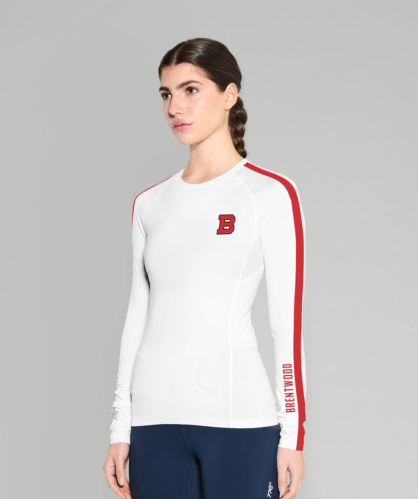 Women's Brentwood College School Base Layer LS - White/Red