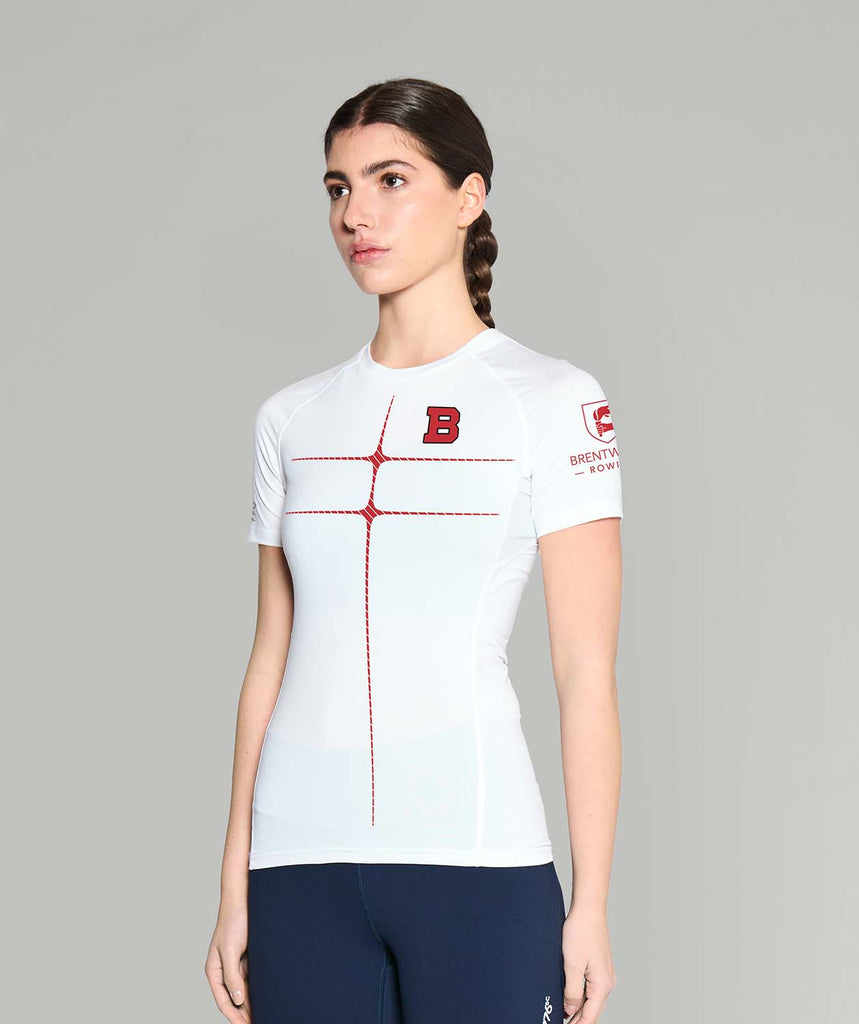 Women's Brentwood College School Base Layer SS - White/Red