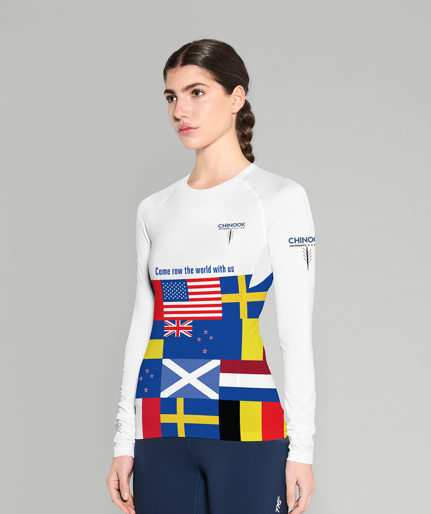 Women's Chinook Flags Training Base Layer LS - White