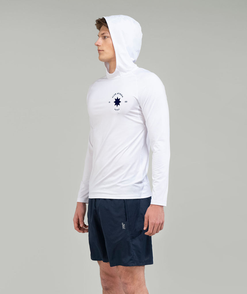 Men's Club Aviron Vevey Summer Hoodie LS - White/Navy