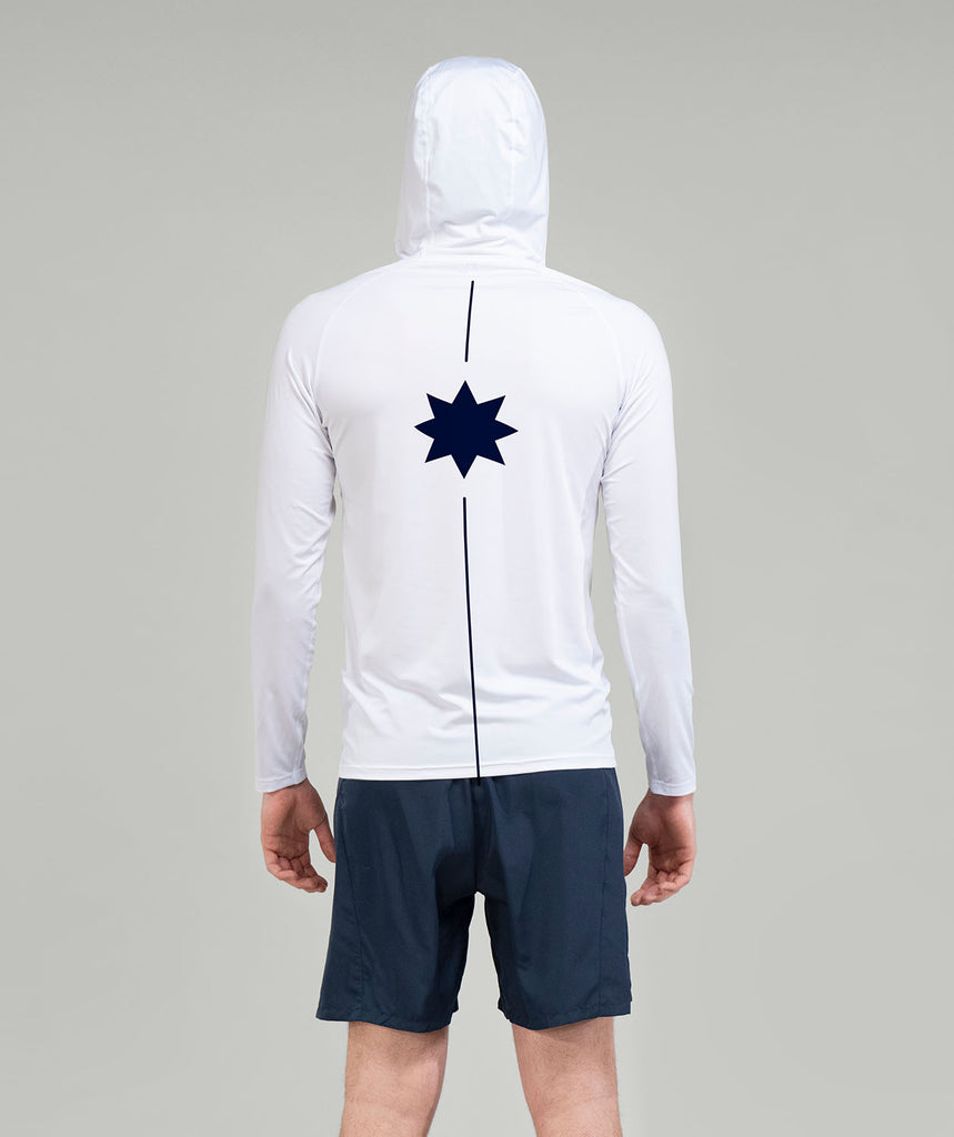 Men's Club Aviron Vevey Summer Hoodie LS - White/Navy