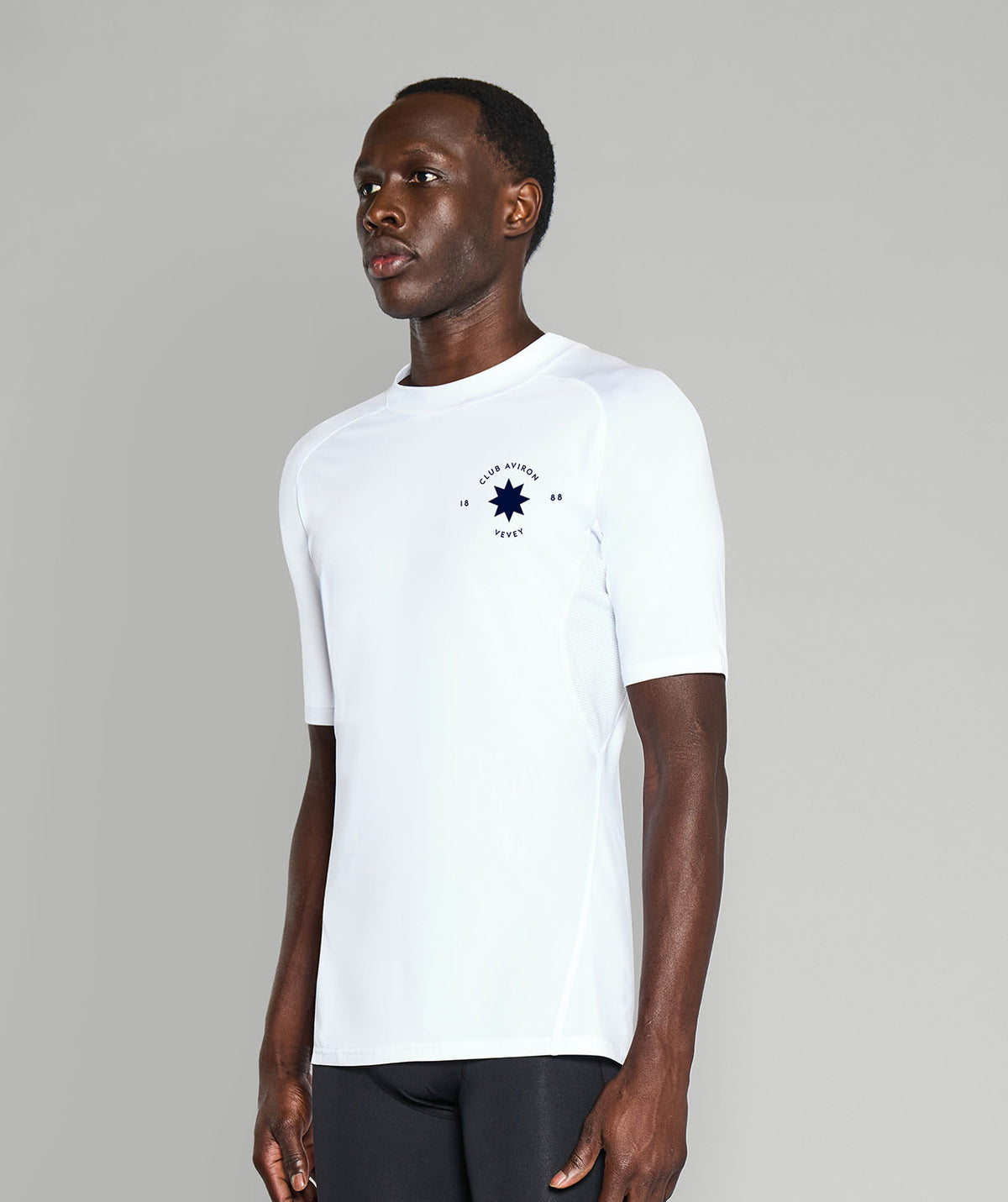 Men's Club Aviron Vevey Base Layer SS - White/Navy