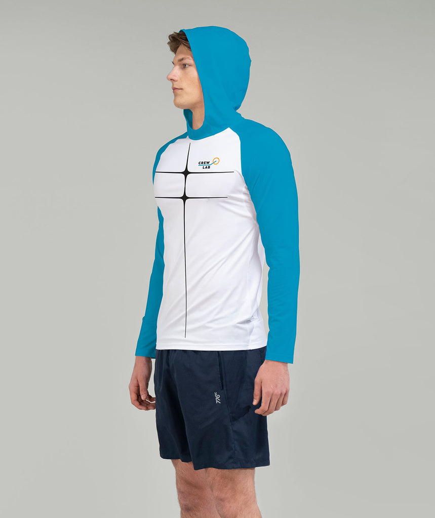 Men's CrewLab Motion Pro Summer Hoodie LS - White/Blue