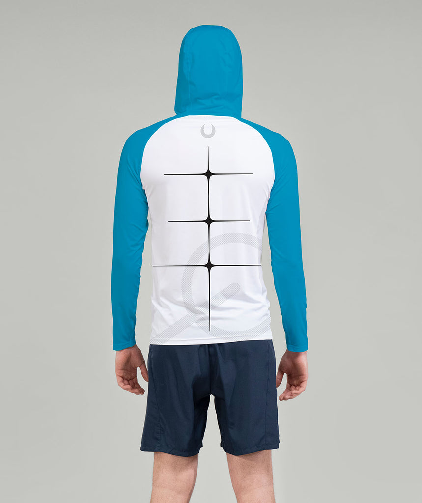 Men's CrewLab Motion Pro Summer Hoodie LS - White/Blue