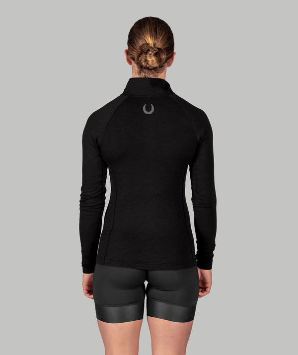Women's CrewLab Pro-Merino 1/4 Zip LS - Black