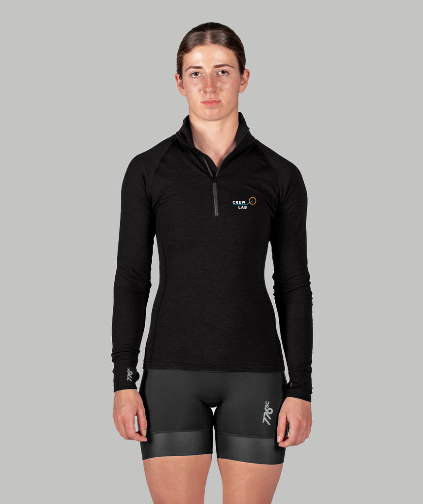 Women's CrewLab Pro-Merino 1/4 Zip LS - Black