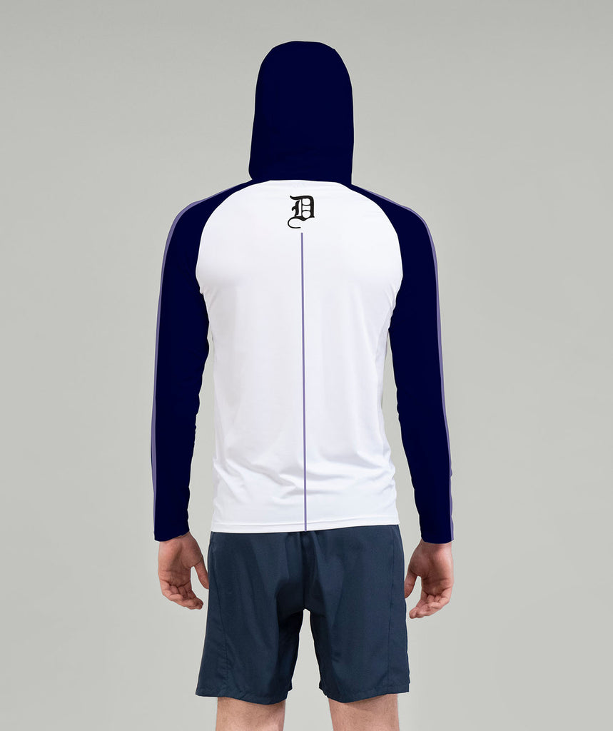 Men's Durham University Sun Hoodie LS - White/Navy