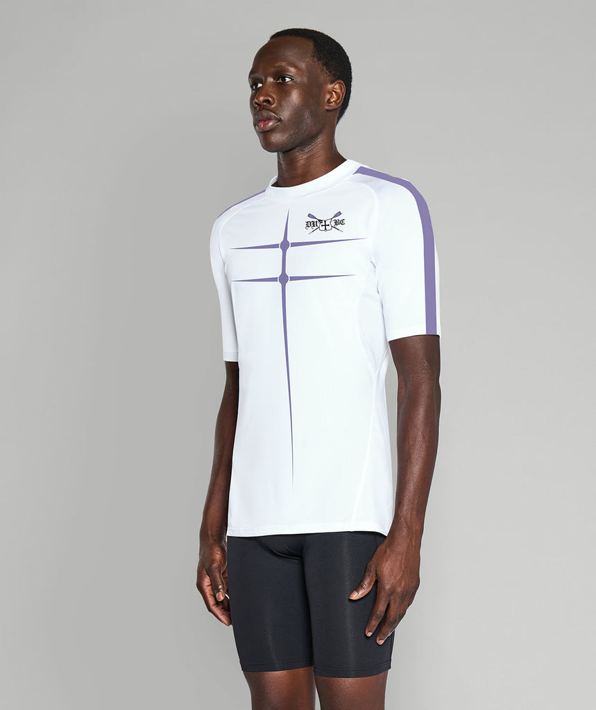 Men's Durham University Base Layer SS - White/Purple