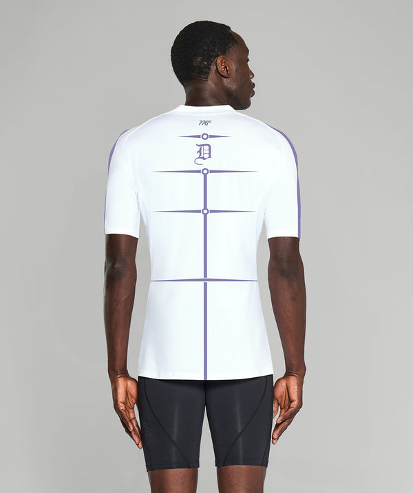 Men's Durham University Base Layer SS - White/Purple