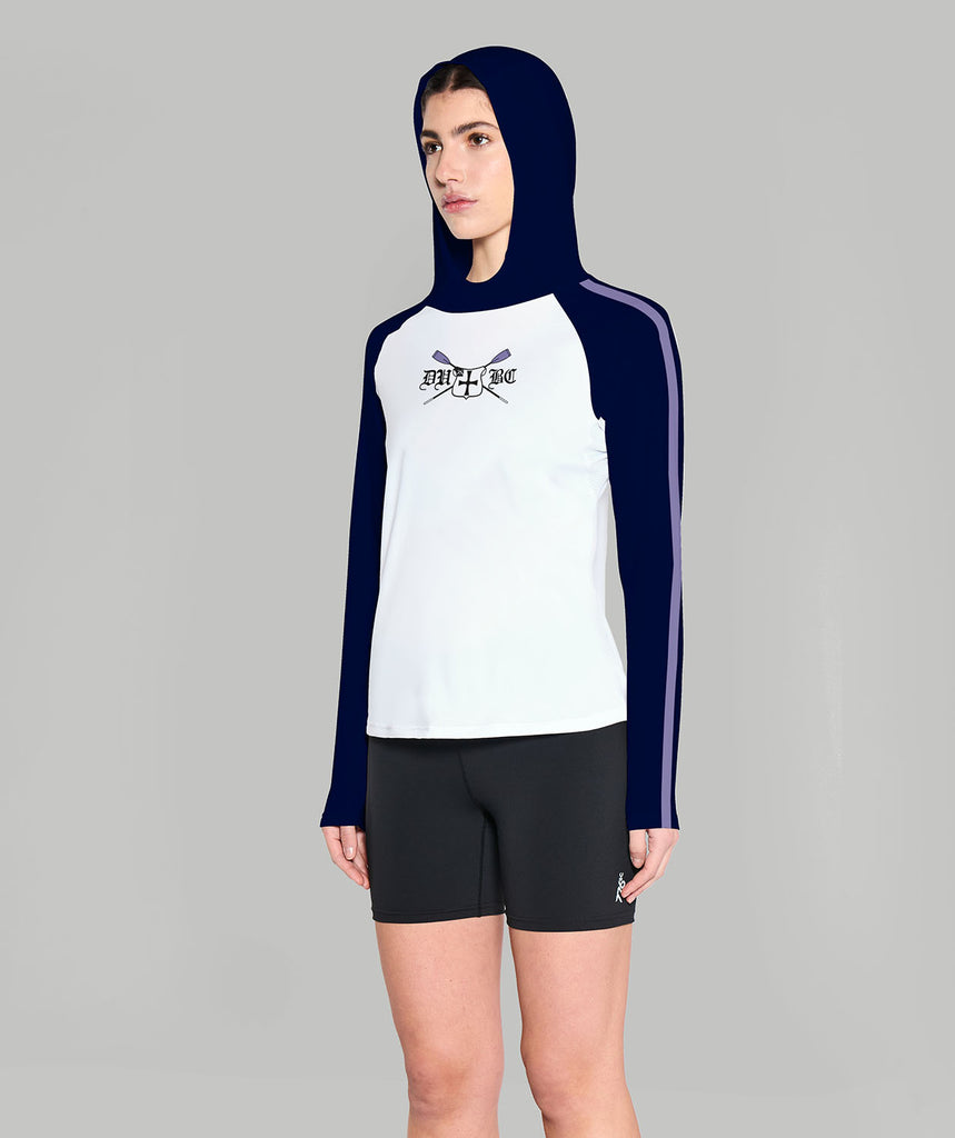 Women's Durham University Sun Hoodie LS - White/Navy