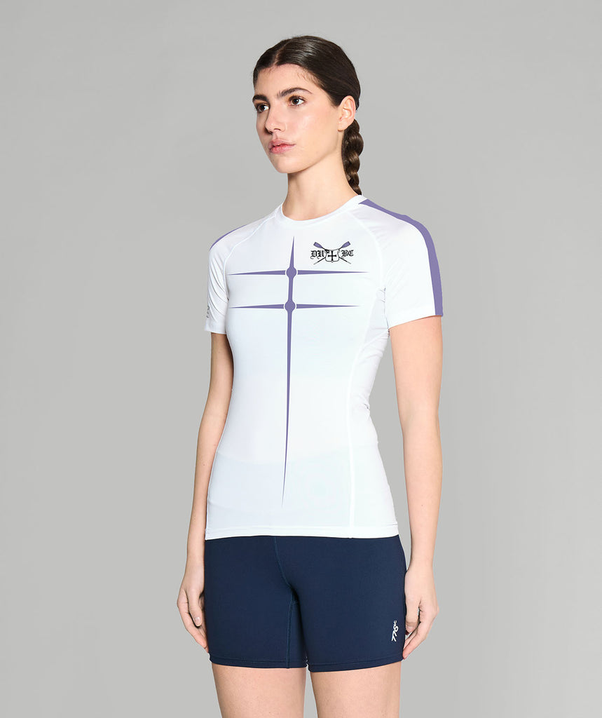 Women's Durham University Base Layer SS - White/Purple