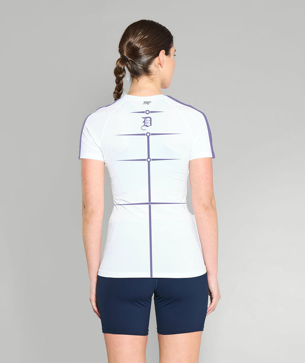Women's Durham University Base Layer SS - White/Purple