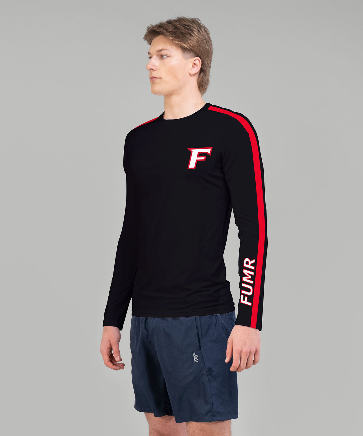 Men's Fairfield University Winter Base Layer LS - Black/Red