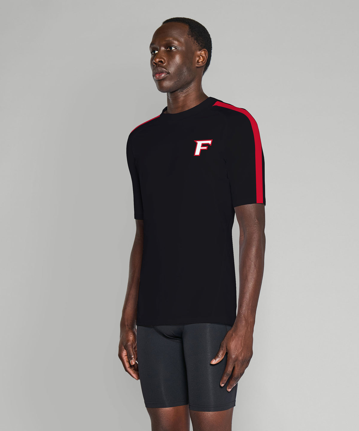 Men's Fairfield University Base Layer SS - Black/Red