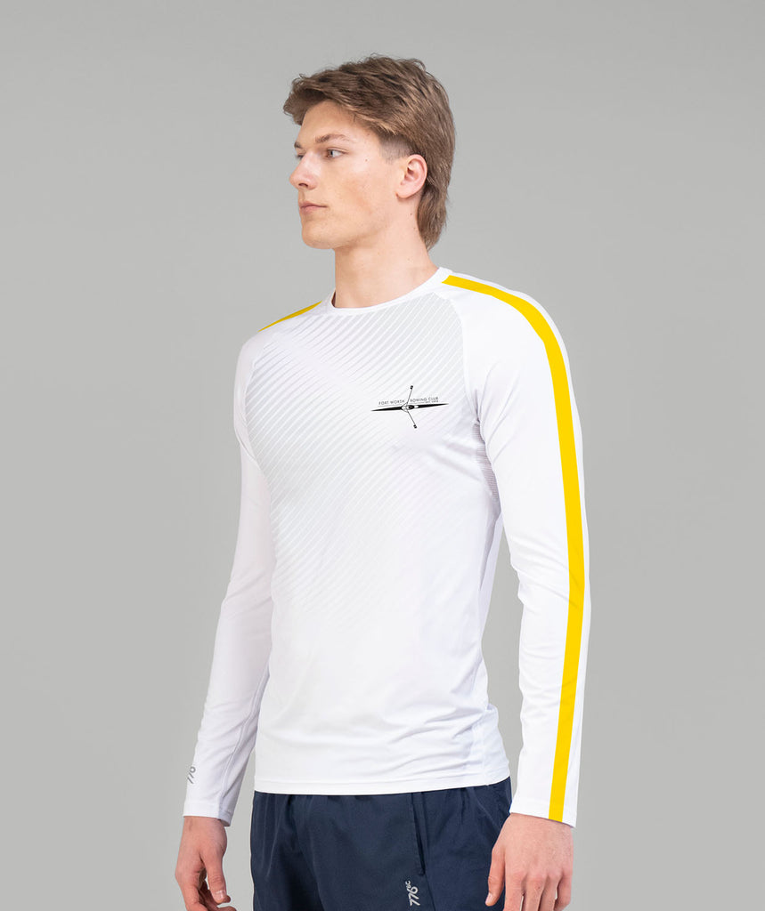 Men's Fort Worth Rowing Club Base Layer LS - White/Yellow