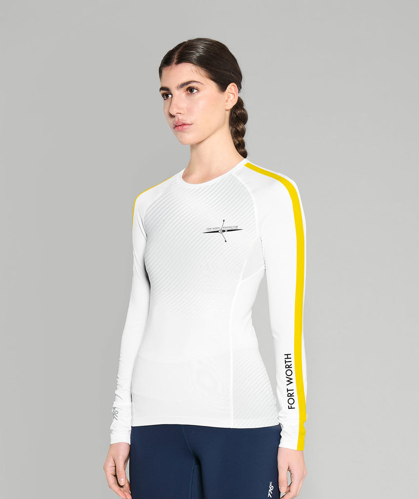 Women's Fort Worth Rowing Club Base Layer LS - White/Yellow