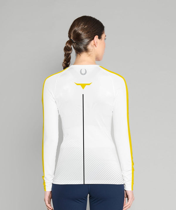 Women's Fort Worth Rowing Club Base Layer LS - White/Yellow