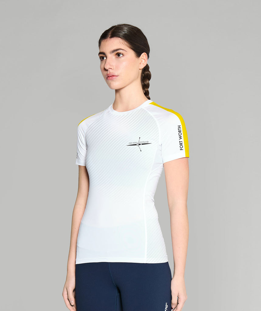 Women's Fort Worth Rowing Club Base Layer SS - White/Yellow