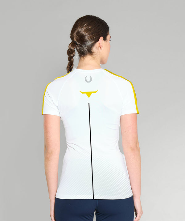 Women's Fort Worth Rowing Club Base Layer SS - White/Yellow