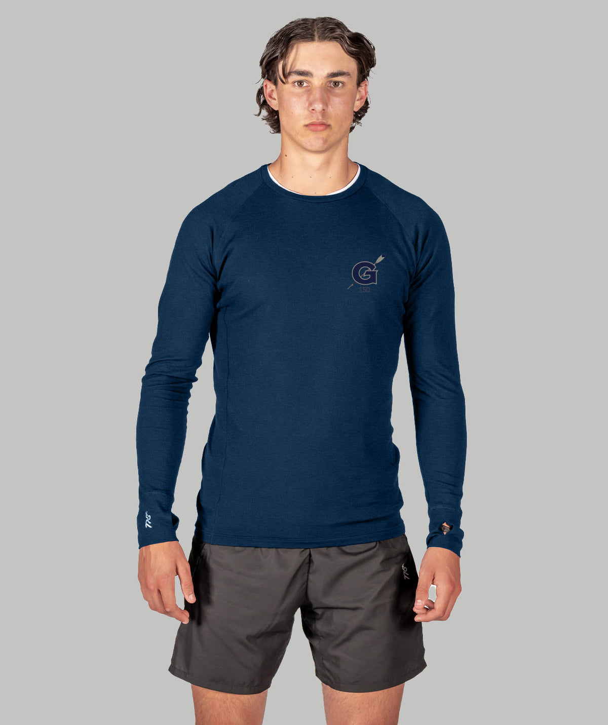 Men's Georgetown University Pro-Merino Crew LS - Navy