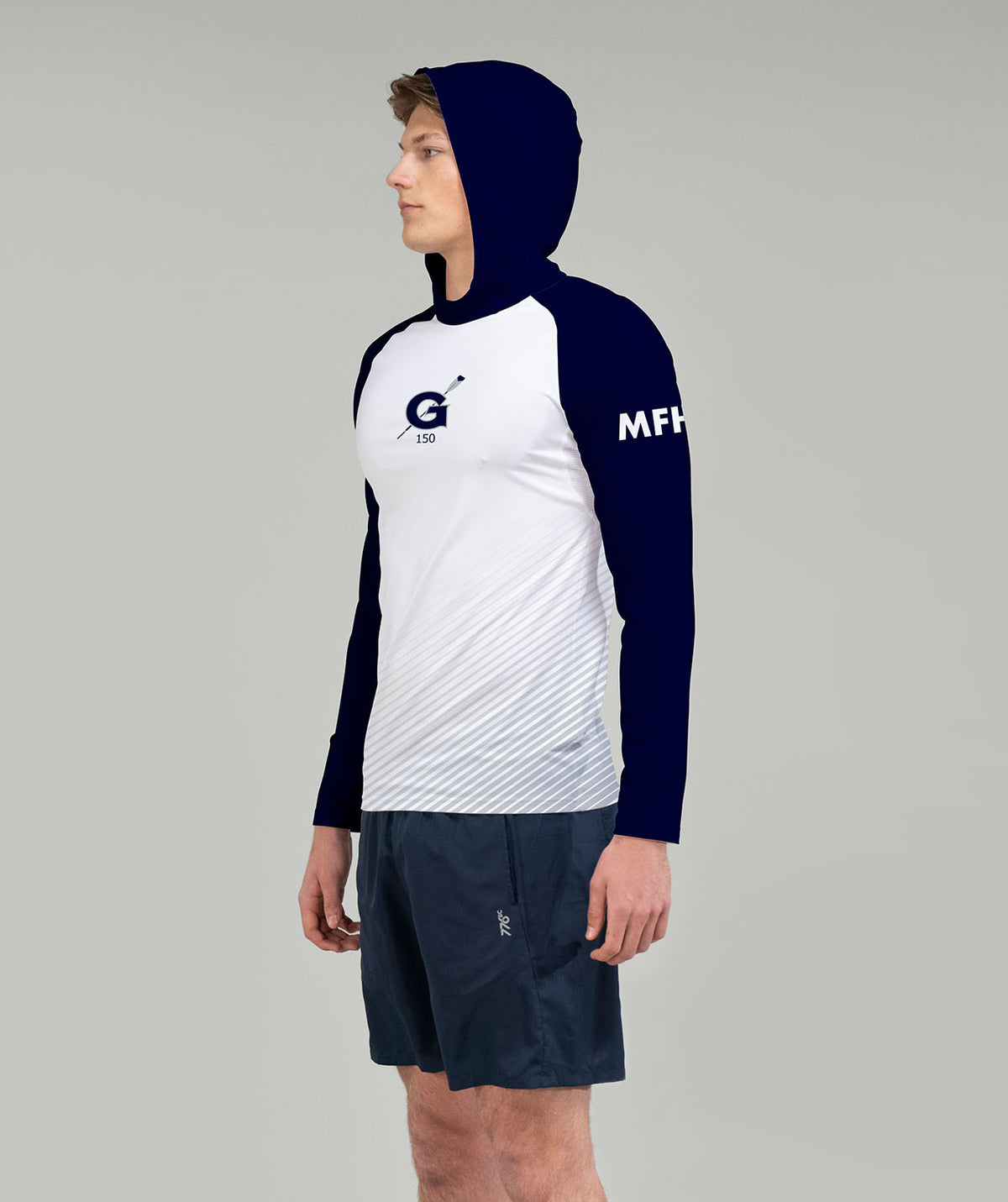Men's Georgetown University Summer Hoodie LS - White/Navy
