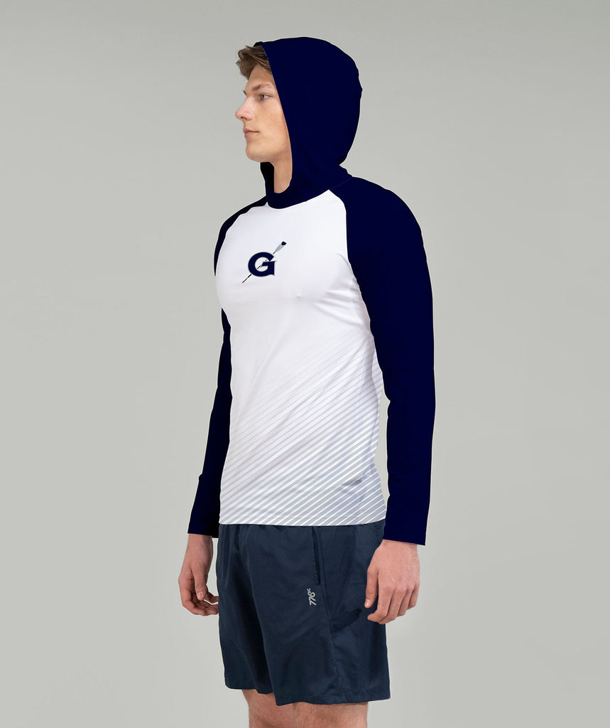 Men's Georgetown Heavyweight Rowing Sun Hoodie LS - White/Navy