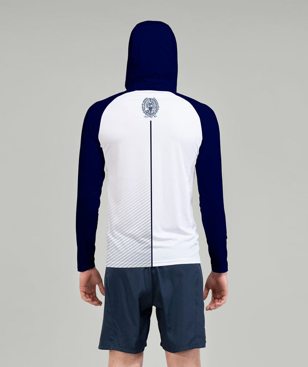 Men's Georgetown Heavyweight Rowing Sun Hoodie LS - White/Navy
