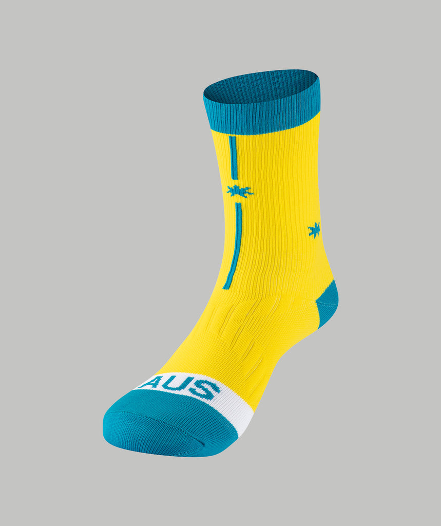 Icon Collection AUS Performance Socks - Yellow/Green/White
