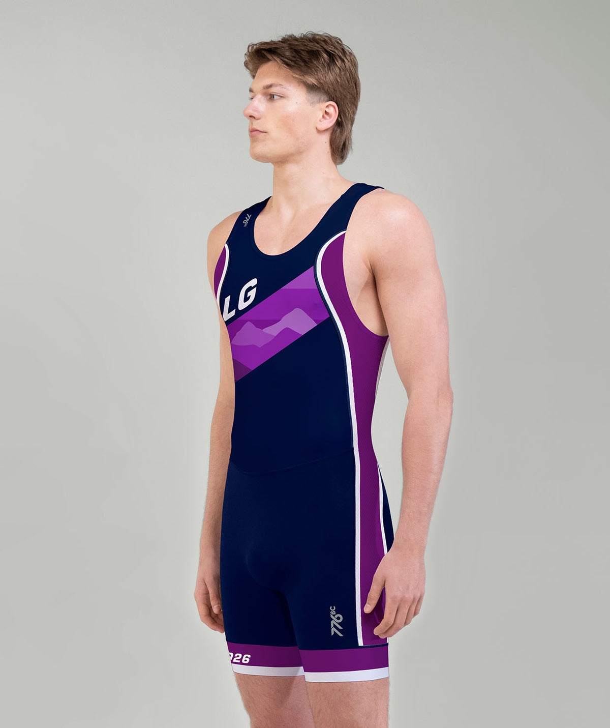 Men's Los Gatos Rowing Club Pro Unisuit - Navy/Purple