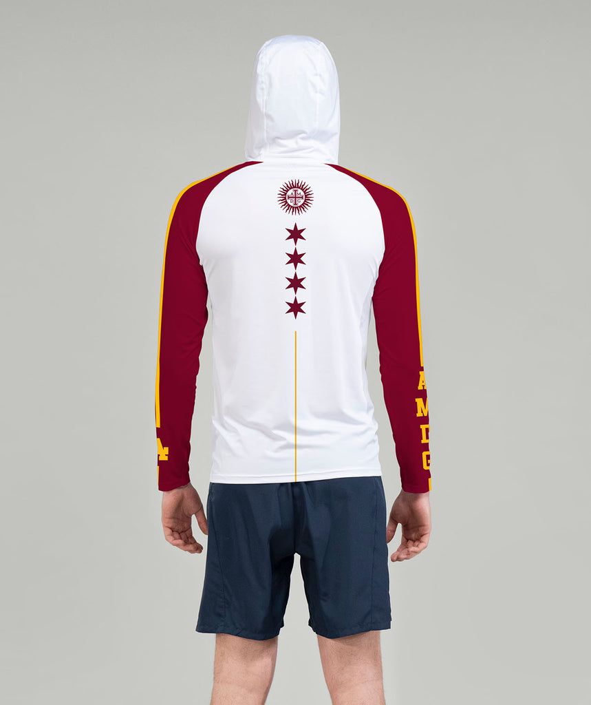 Men's Loyola Academy Sun Hoodie LS - White/Maroon