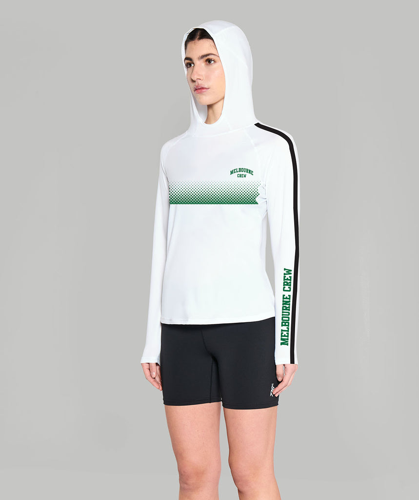 Women's Melbourne Crew Summer Hoodie LS - Green/White