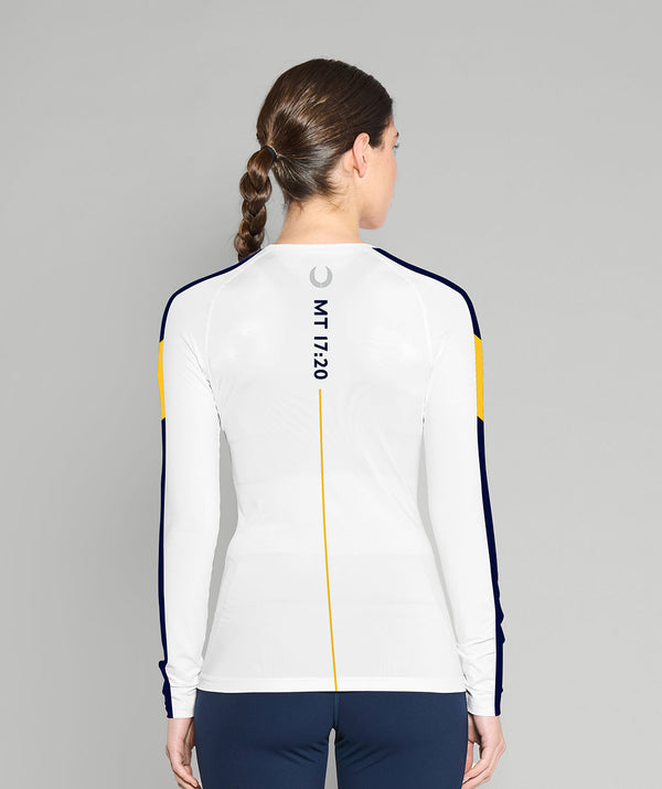 Women's Merion Mercy Rowing Winter Base Layer LS - White/Yellow