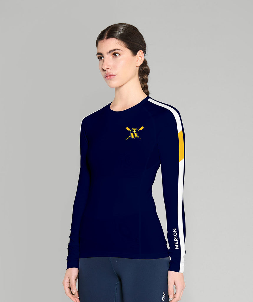 Women's Merion Mercy Rowing Winter Base Layer LS - Navy/Yellow