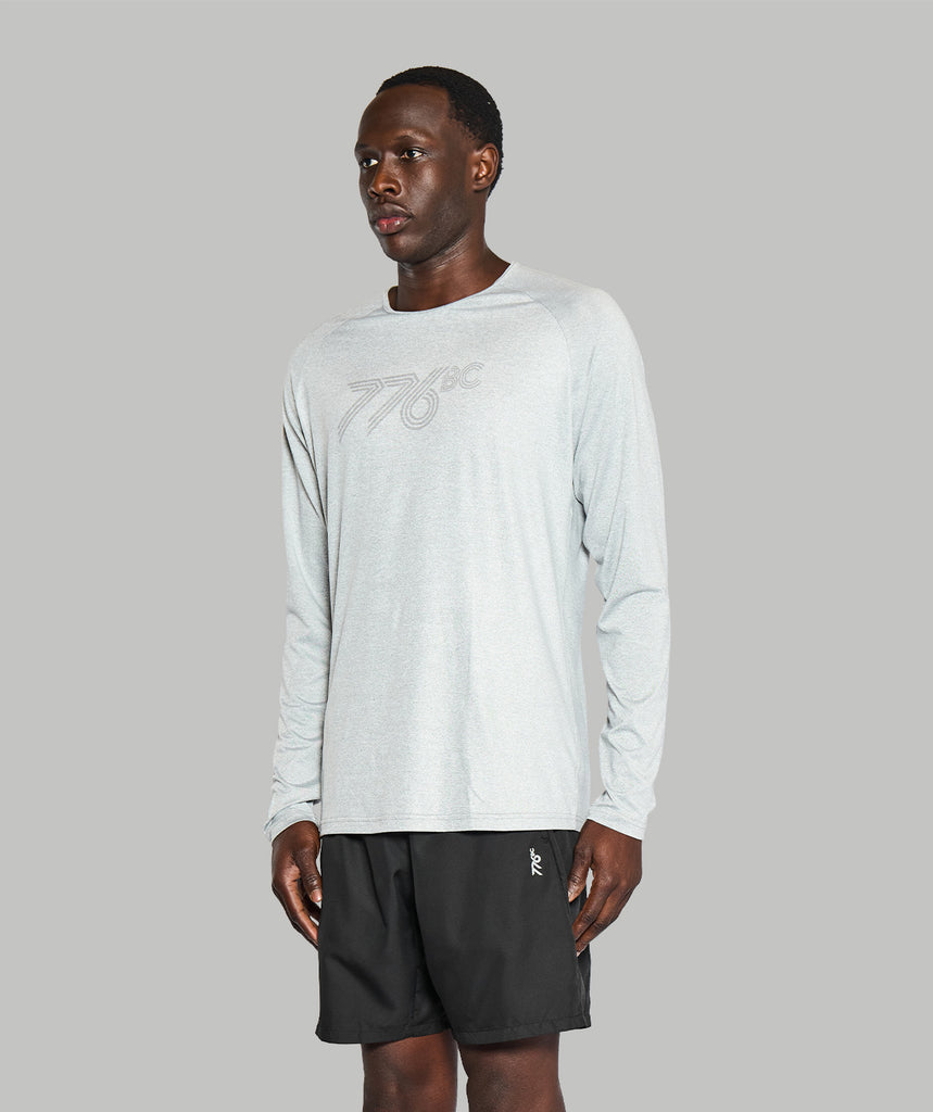 Men's Wreath Active LS T-Shirt - Gray Logo