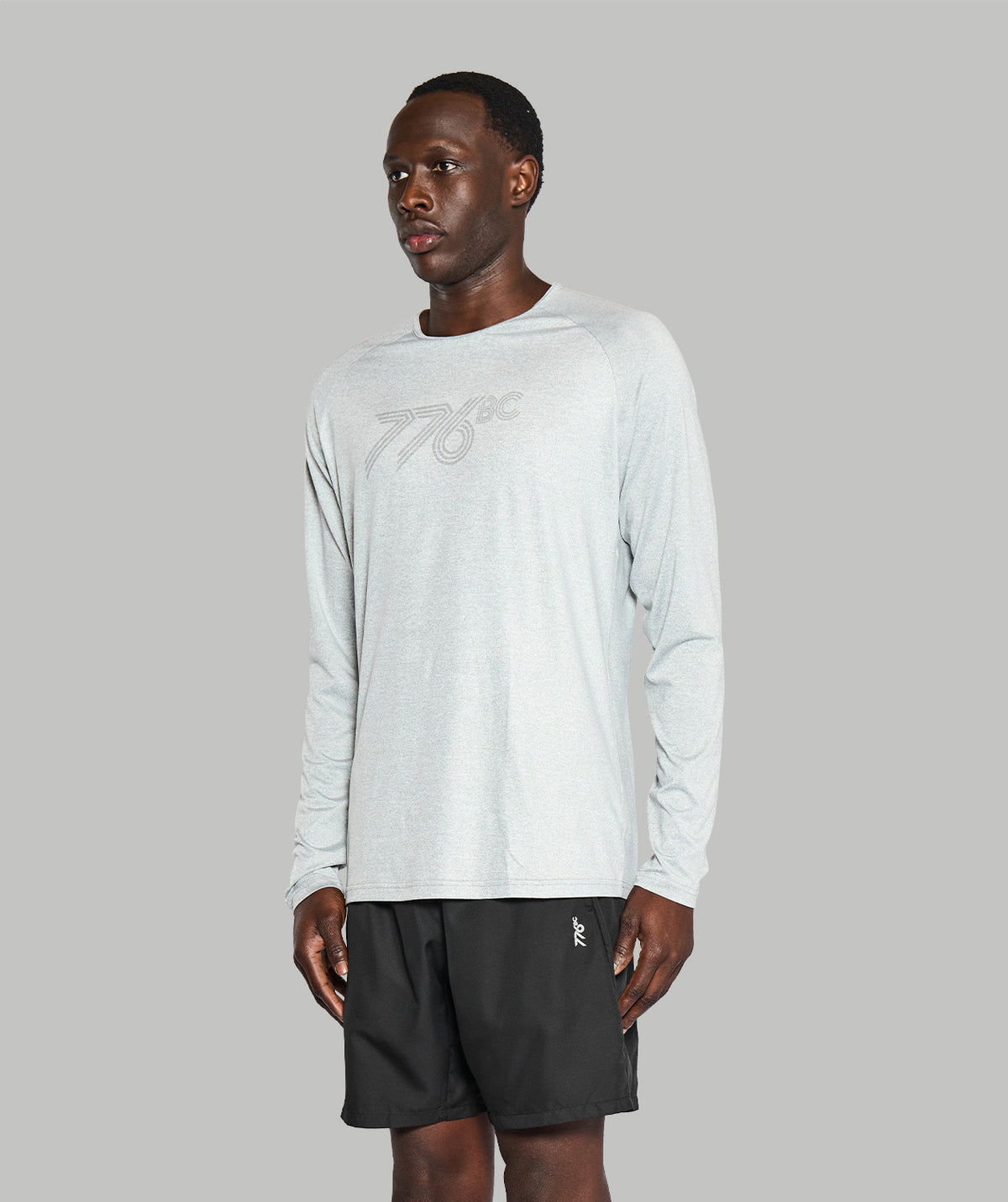 Men's Wreath Active LS T-Shirt - Gray Logo