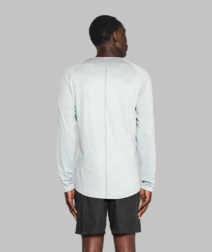 Men's Wreath Active LS T-Shirt - Gray Logo